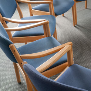 Circle of chairs in Ruthin group psychotherapy session